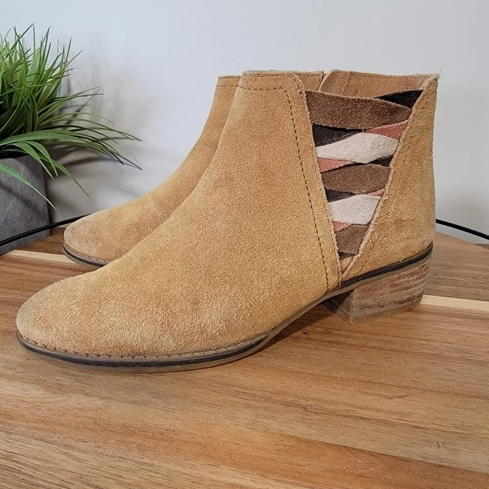 Naughty Monkey Suede multi color criss cross booties ankle boots Size 7.5